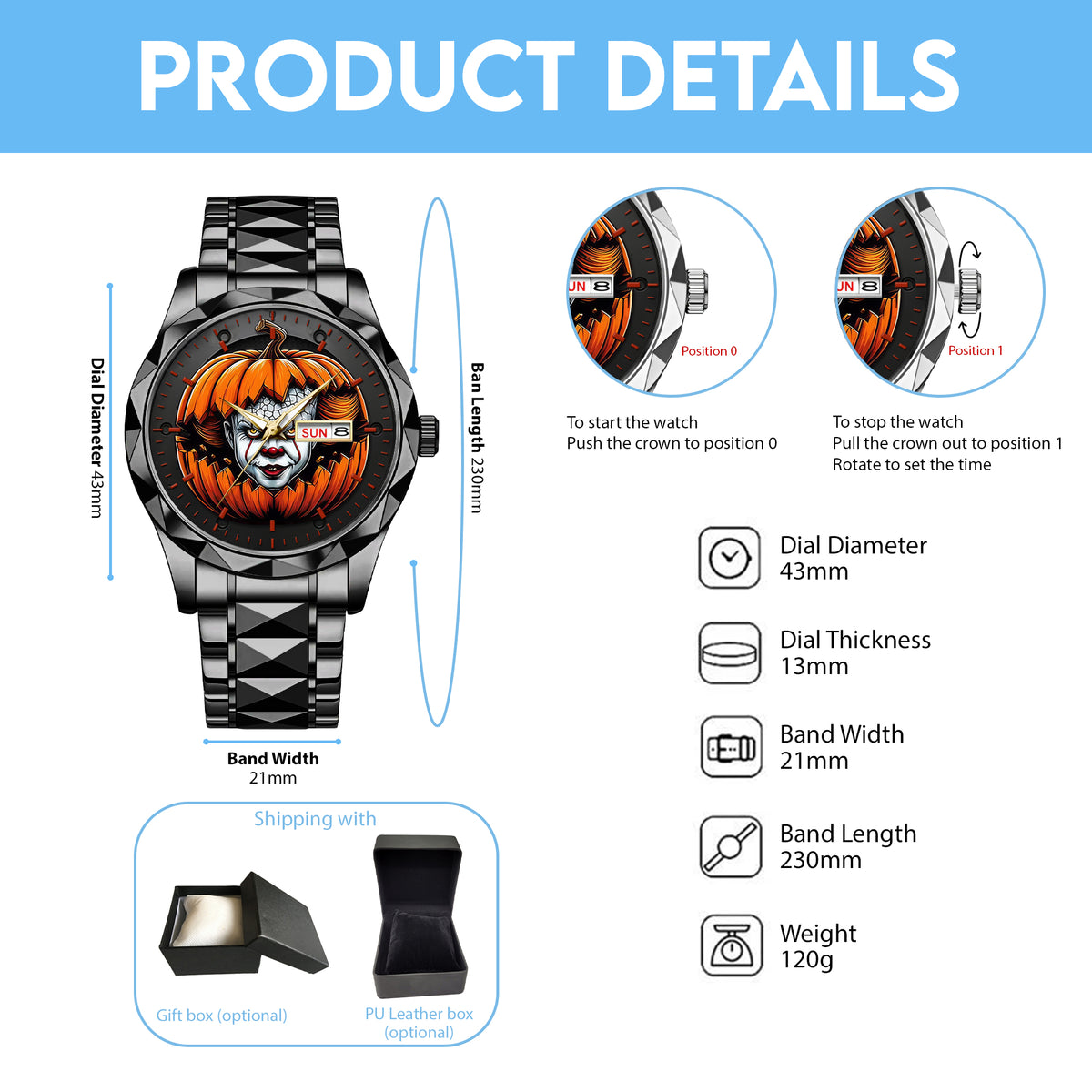 Halloween Horror Movies Personalized Quartz Watch