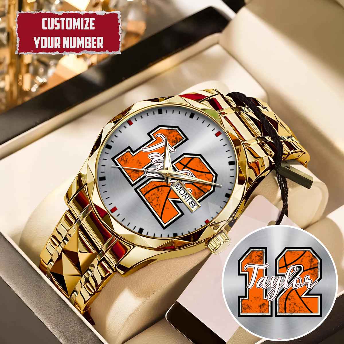 Personalized Basketball Custom Name & Number Watch Father's Day Gift For Him