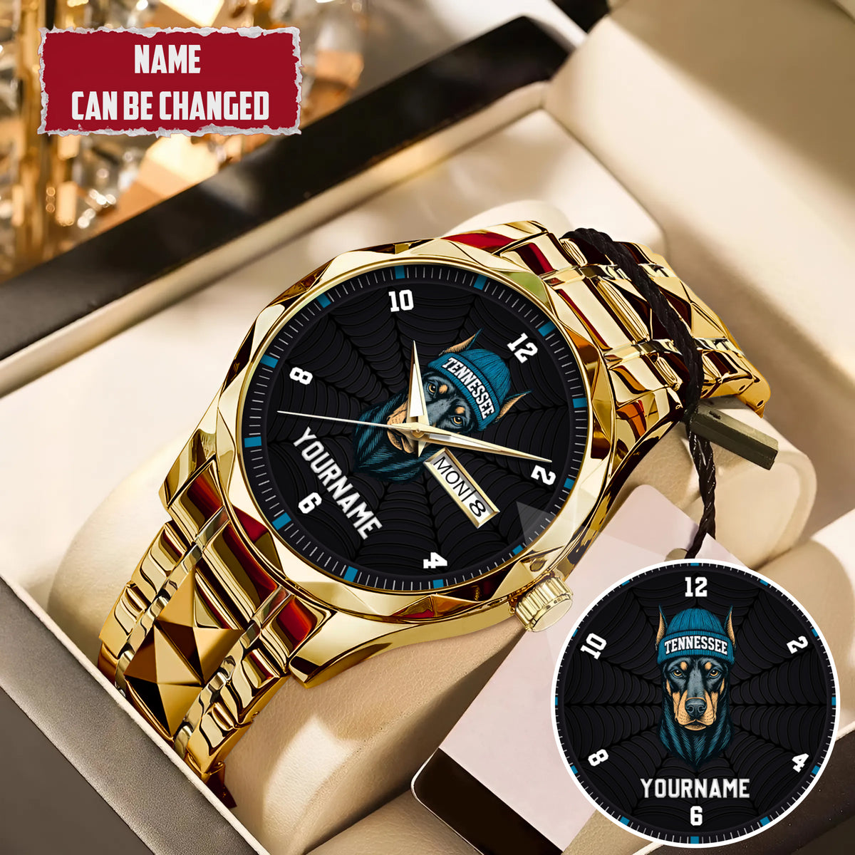Personalized Retro Mascot Football Custom Name Watch Father's Day Gift For Him