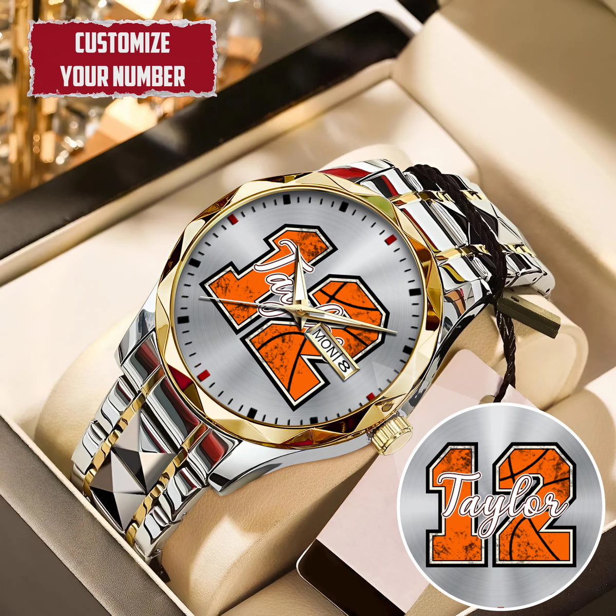 Personalized Basketball Custom Name & Number Watch Father's Day Gift For Him