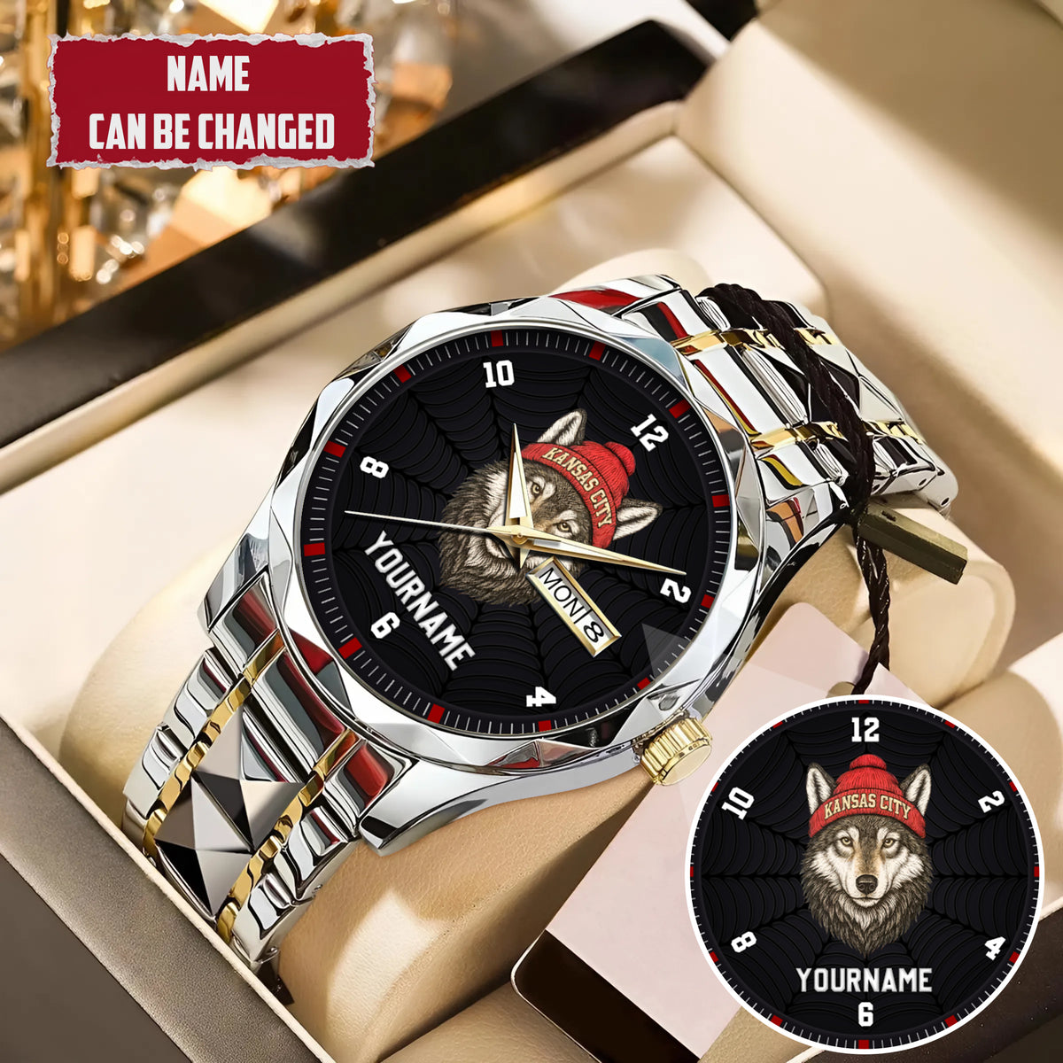Personalized Retro Mascot Football Custom Name Watch Father's Day Gift For Him