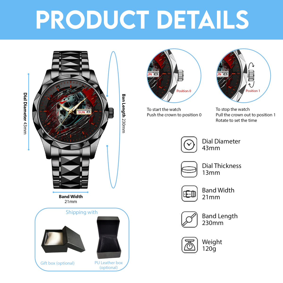 Halloween Horror Movies Personalized Quartz Watch