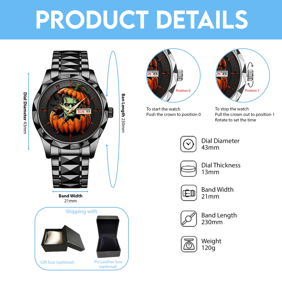 Halloween Horror Movies Personalized Quartz Watch