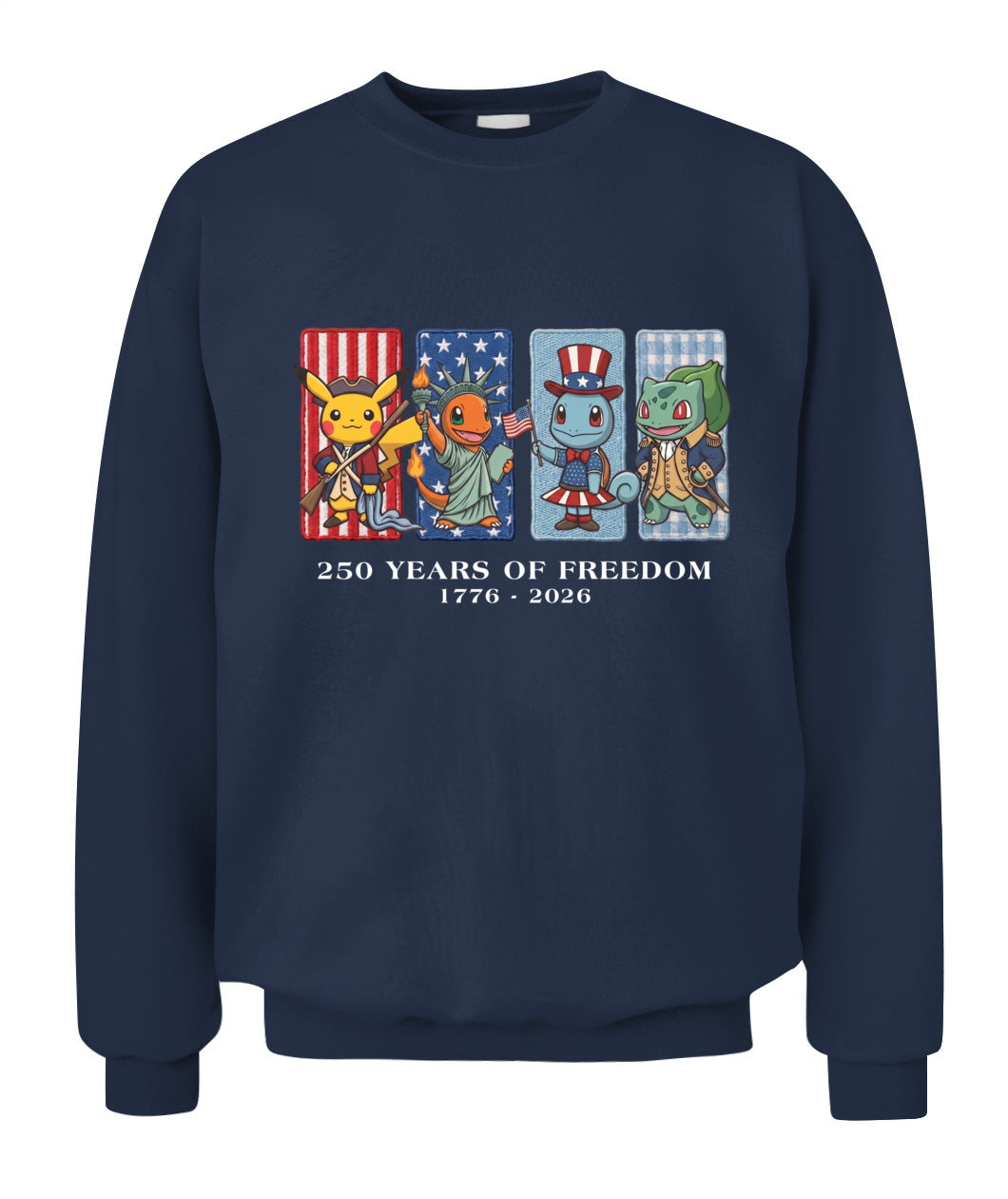 Pokemon 250 Years of Freedom 1776–2026 Patriotic Printed Graphic Quarter-Zip Sweatshirt, Hoodie Sweatshirt T-Shirt