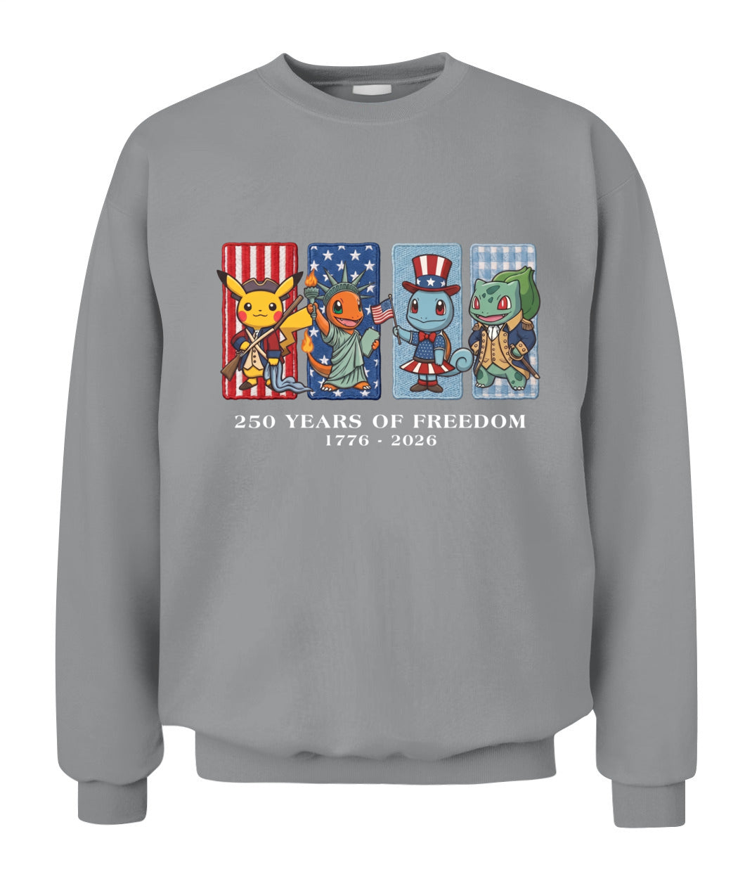 Pokemon 250 Years of Freedom 1776–2026 Patriotic Printed Graphic Quarter-Zip Sweatshirt, Hoodie Sweatshirt T-Shirt