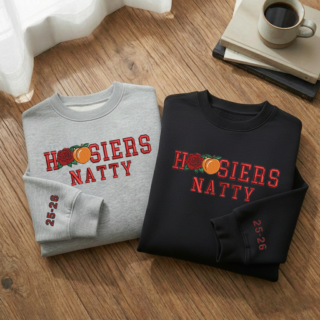 Embroidered Hoosiers Champs Sweatshirt: Rose & Peach Bowl 25/26 Quarter-Zip Sweatshirt, Hoodie Sweatshirt T-Shirt