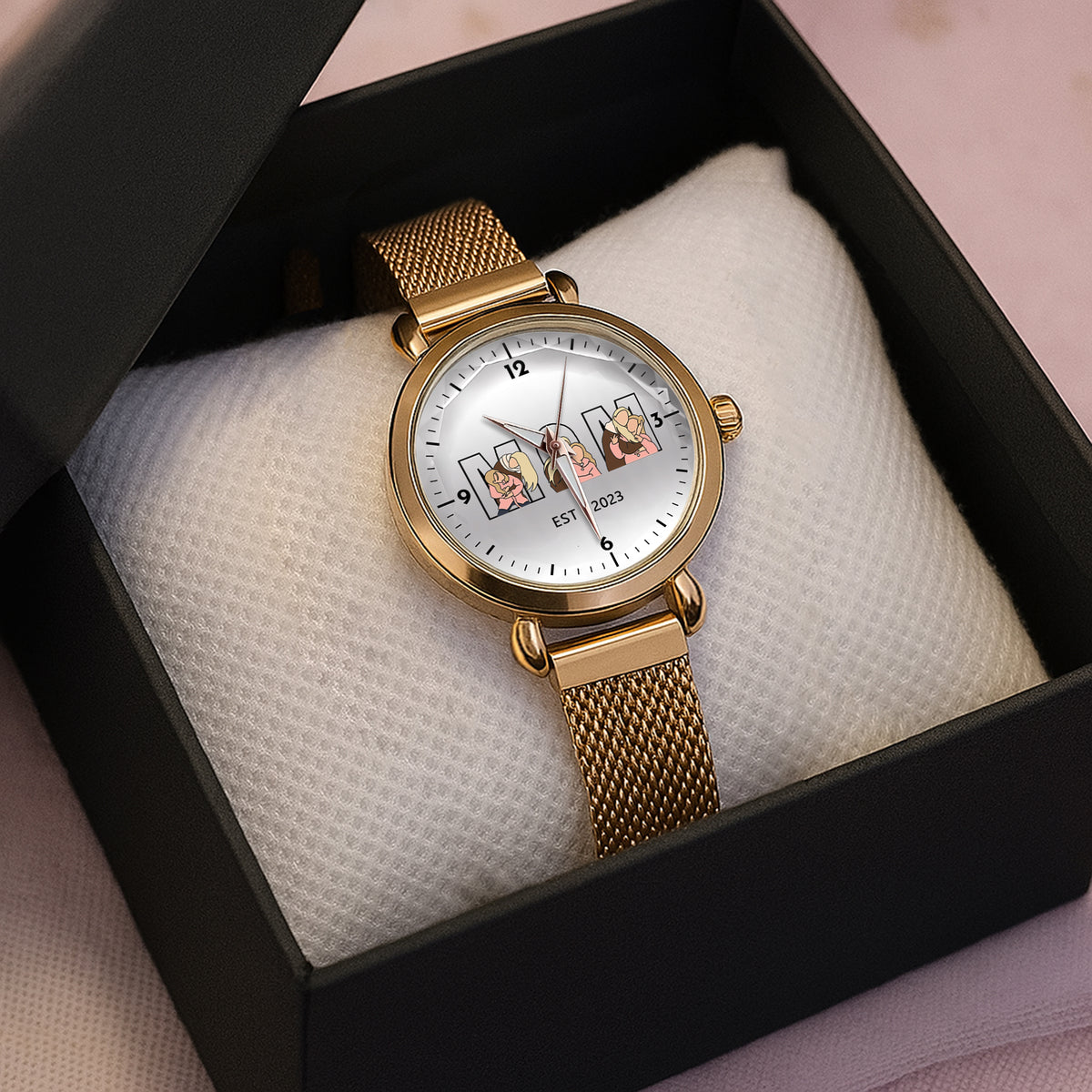 Mother's Day Gift For Mom Personalized Photos Mesh Strap Quartz Watch