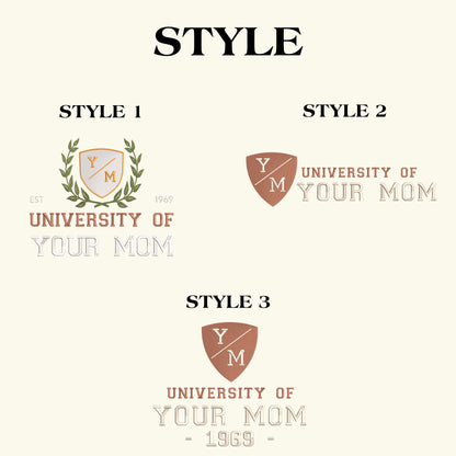 Mother's Day Personalized Embroidered University Of Your Mom Hoodie Sweatshirt T-Shirt