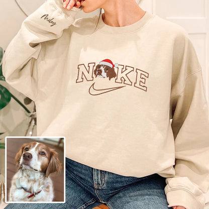 Christmas Personalized Embroidered NKE Pet Dog Cat Hoodie Sweatshirt T-Shirt