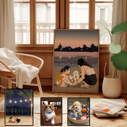 Personalized Photo Pet And People Framed Poster Portrait