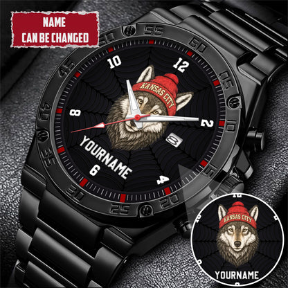 Personalized Retro Mascot Football Custom Name Watch Father's Day Gift For Him