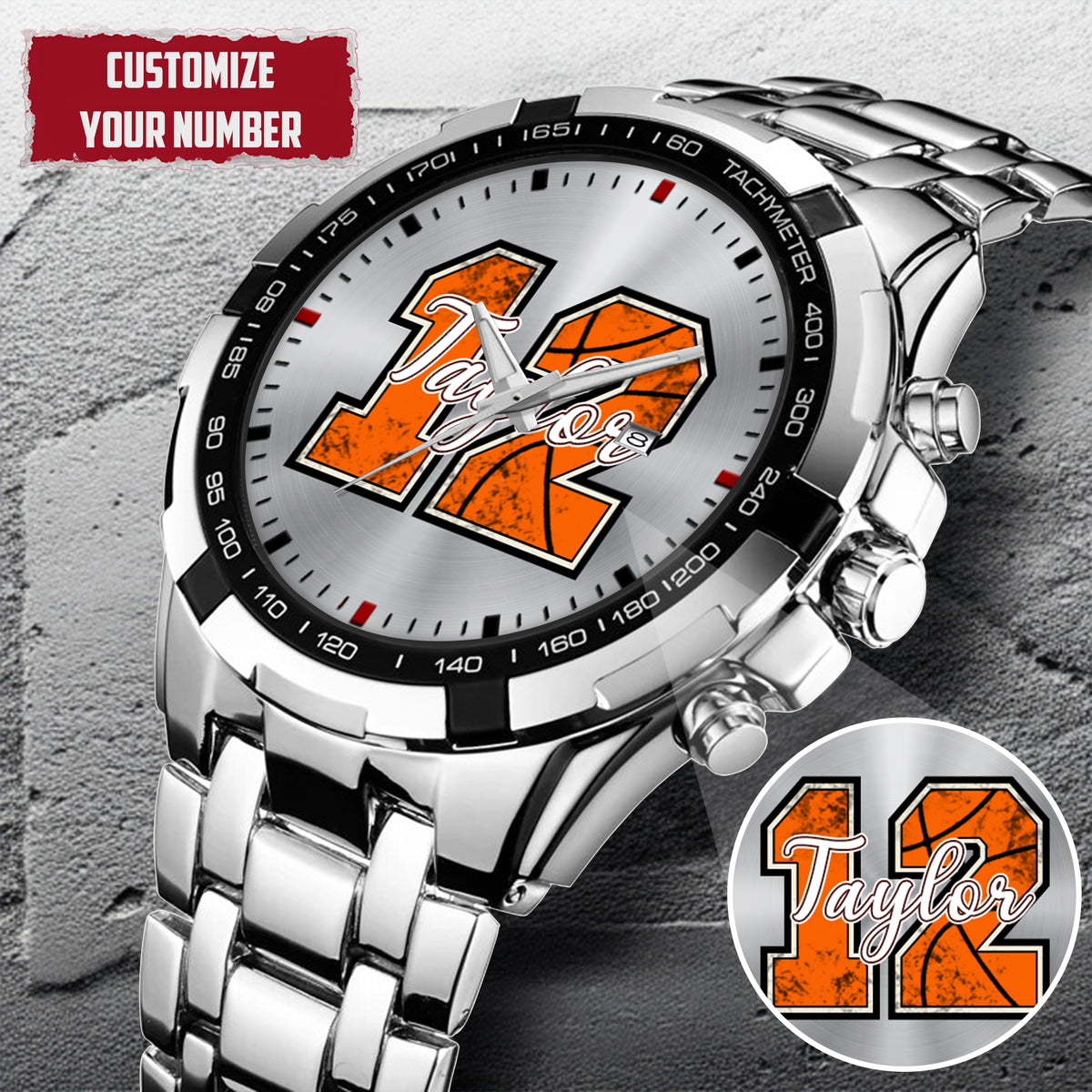 Personalized Basketball Custom Name & Number Watch Father's Day Gift For Him