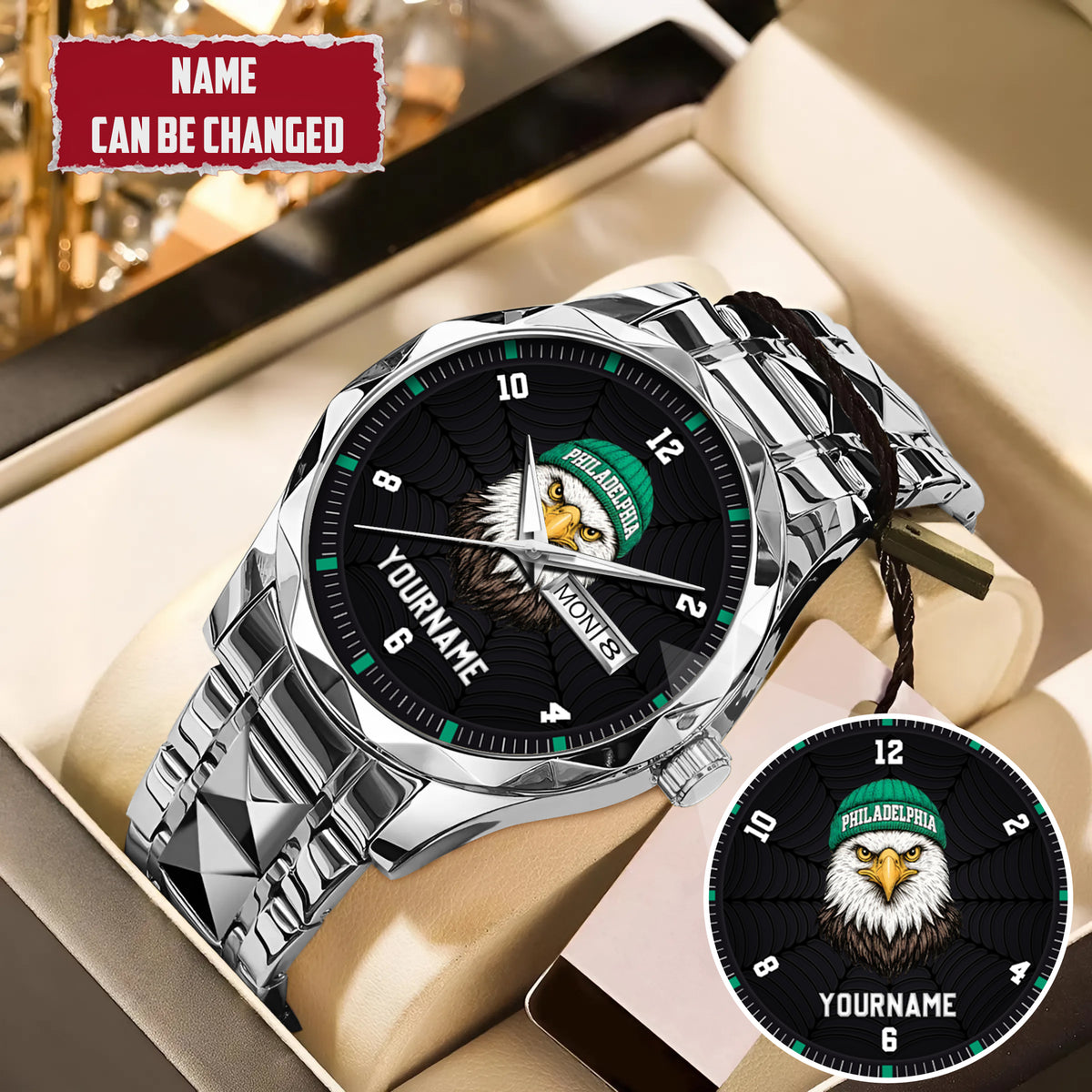 Personalized Retro Mascot Football Custom Name Watch Father's Day Gift For Him