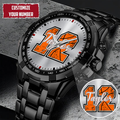 Personalized Basketball Custom Name & Number Watch Father's Day Gift For Him