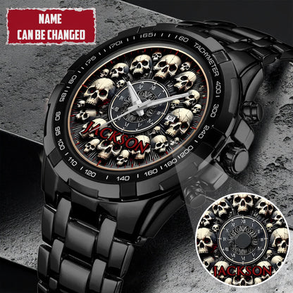 Personalized Halloween Skull Custom Name Quartz Watch