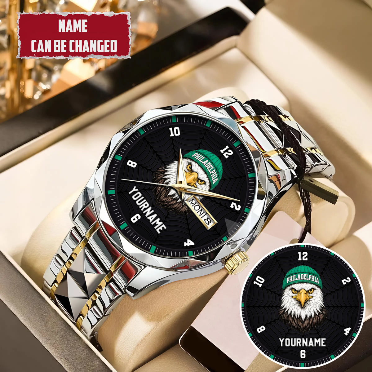 Personalized Retro Mascot Football Custom Name Watch Father's Day Gift For Him