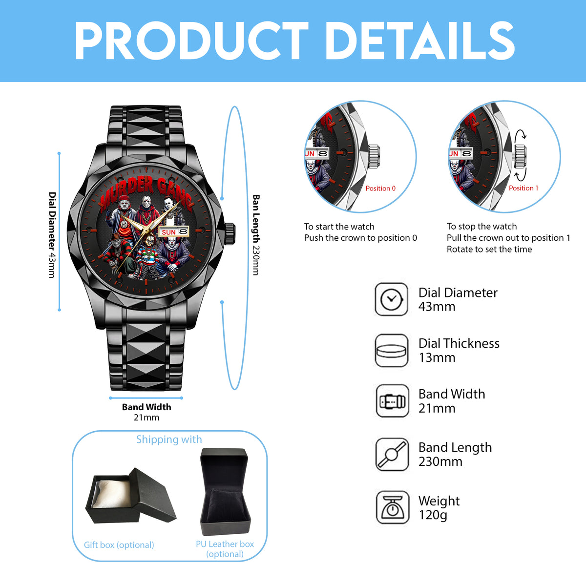 Halloween Horror Movies Murder Gang Personalized Quartz Watch