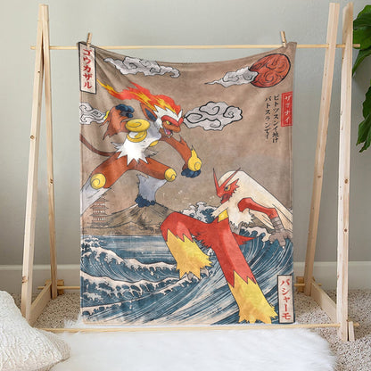 PKM Infernape & Blaziken Custom Fleece Blanket