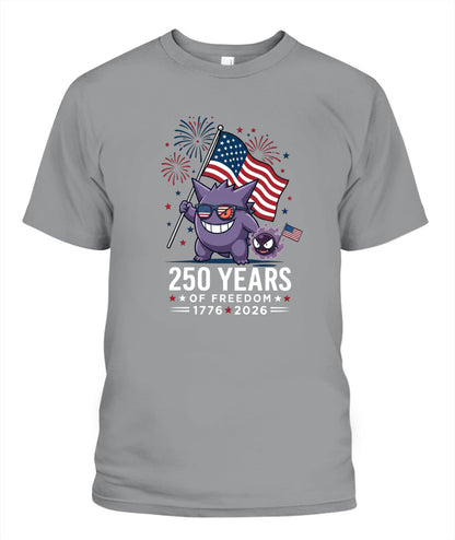 Gengar Gastly 250 Years of Freedom 1776–2026 Patriotic Printed Graphic Hoodie Sweatshirt T-Shirt