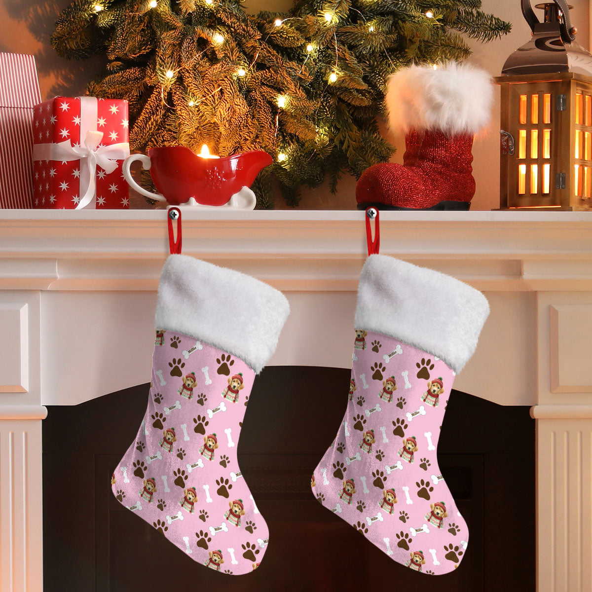 Personalized Pup In Ugly Sweater Stockings