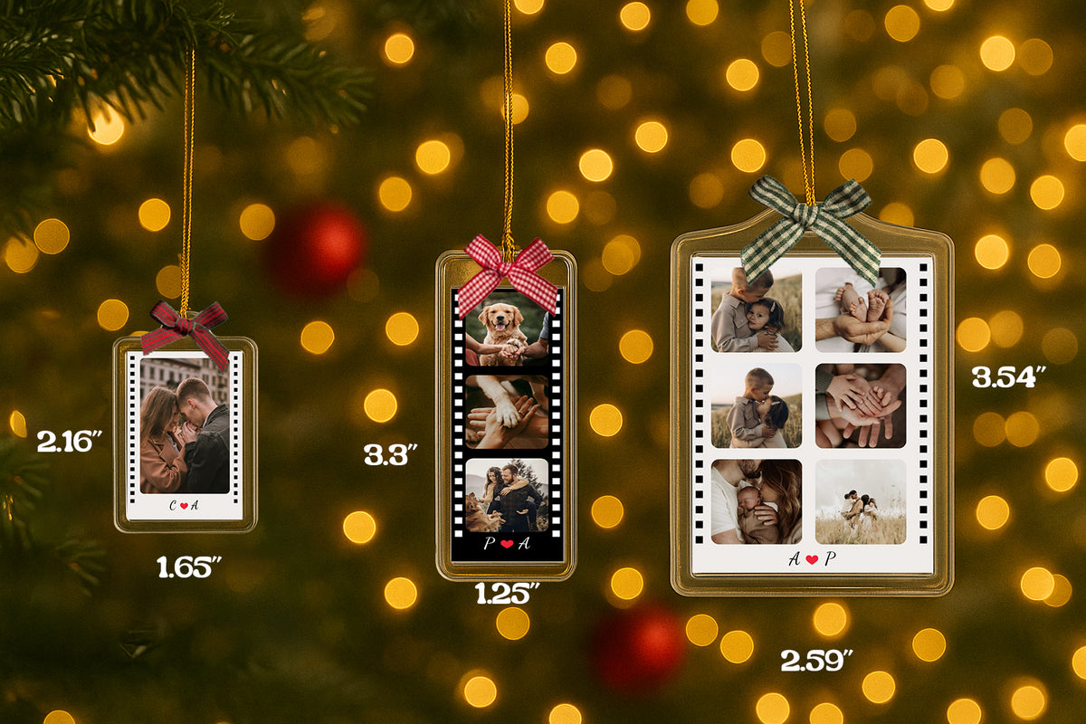 Personalized Photo Strip Christmas Keychain Ornament