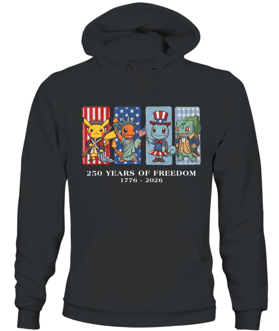 Pokemon 250 Years of Freedom 1776–2026 Patriotic Printed Graphic Quarter-Zip Sweatshirt, Hoodie Sweatshirt T-Shirt