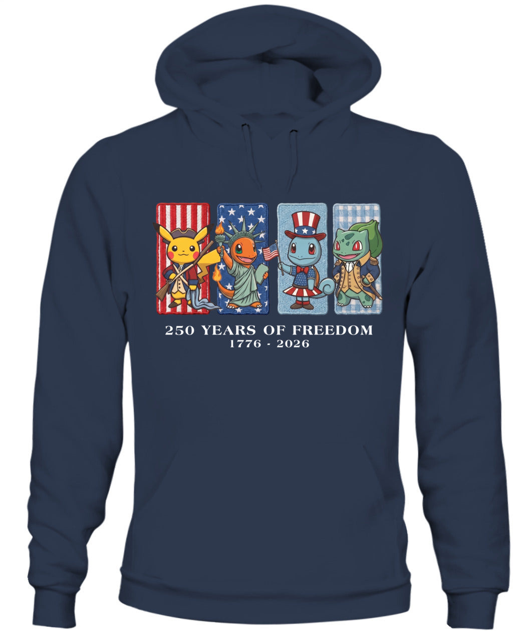Pokemon 250 Years of Freedom 1776–2026 Patriotic Printed Graphic Quarter-Zip Sweatshirt, Hoodie Sweatshirt T-Shirt