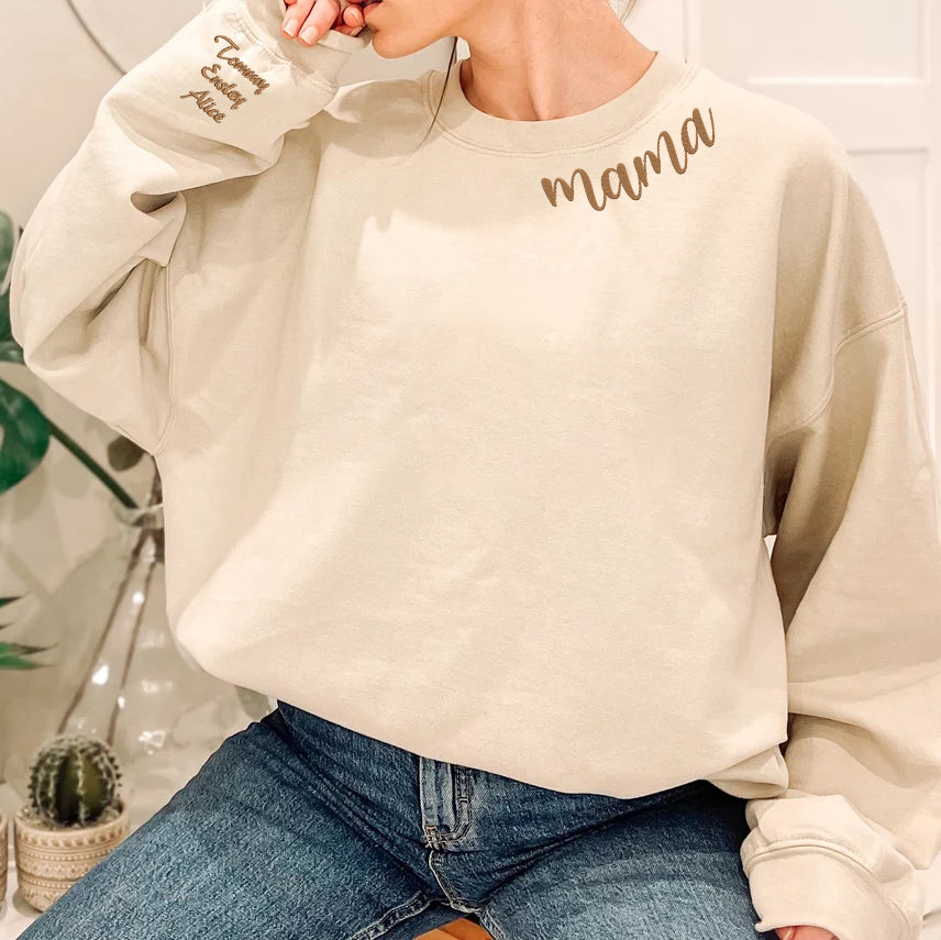 Mother's Day Personalized Embroidered MAMA Hoodie Sweatshirt T-Shirt