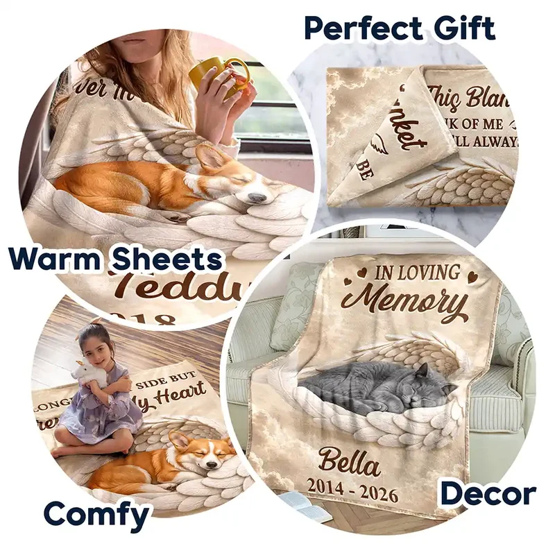 Personalized Sleeping Angel Custom Fleece Blanket