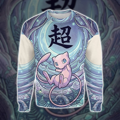 Anime PKM Mew Japanese Kanji Aesthetic All Over Printed Sweatshirt Hoodie Zip Hoodie T-Shirt