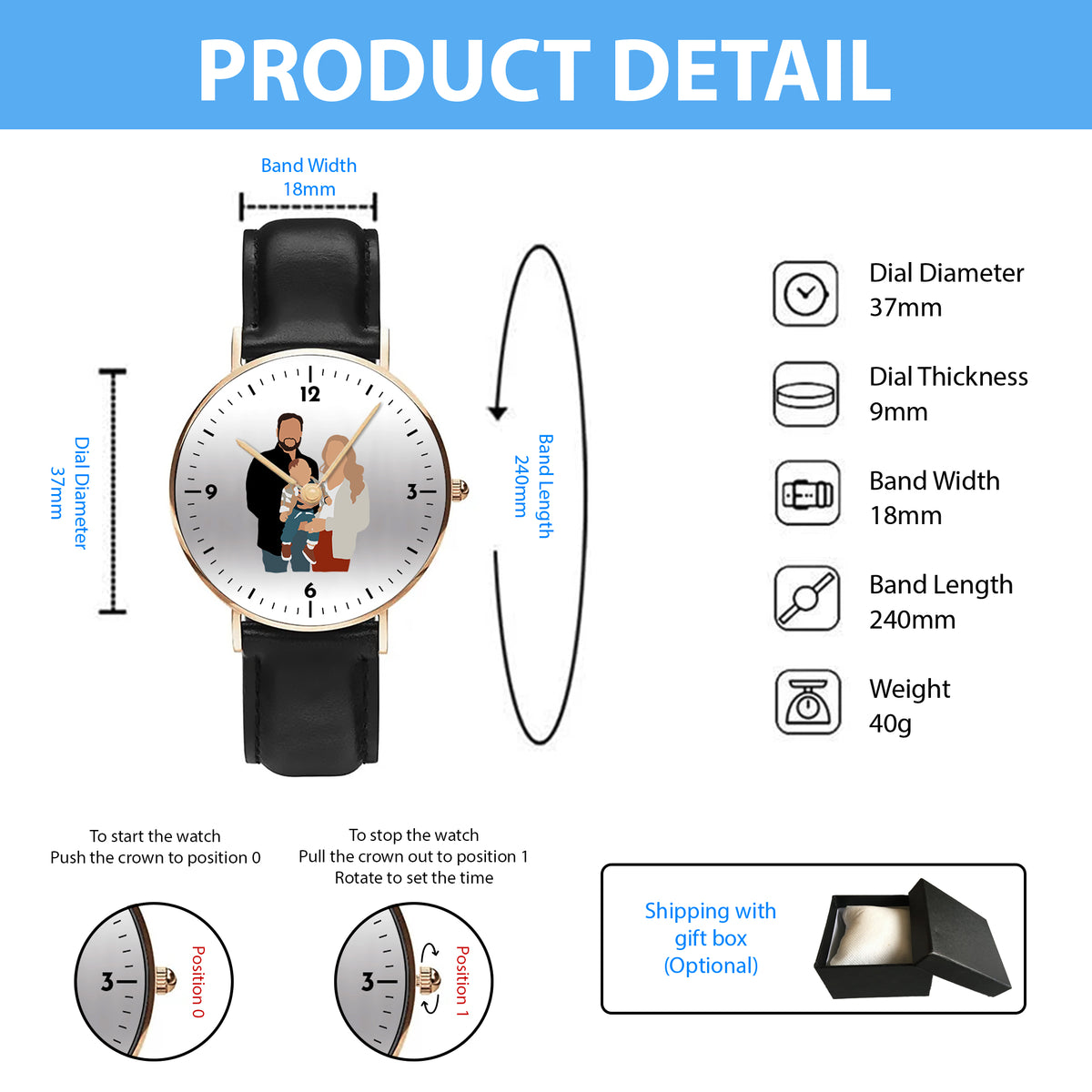 Mother's Day Father's Day Personalized Family Photo Quartz Watch