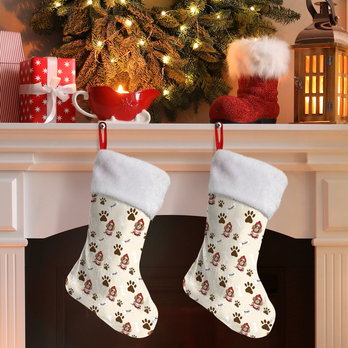 Personalized Pup In Ugly Sweater Stockings