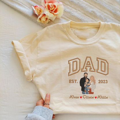 Father's Day Family Photo Dad Personalized Embroidered Hoodie Sweatshirt T-Shirt