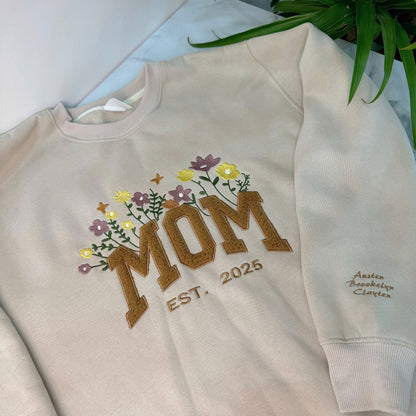 Mother's Day Personalized Fleece Fabric Embroidered Custom Text EST Hoodie Sweatshirt T-Shirt