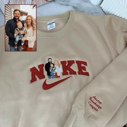 Personalized Embroidered Family Photo Glitter Hoodie Sweatshirt T-Shirt