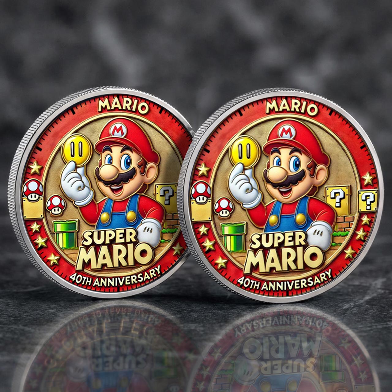 Super Mario 40th Anniversary Printed Commemorative Coin – Limited Edition Gaming Collector’s Coin