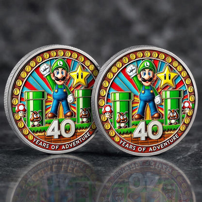 Super Mario 40th Anniversary Printed Commemorative Coin – Limited Edition Gaming Collector’s Coin