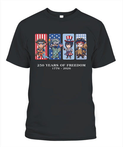Naruto 250 Years of Freedom 1776–2026 Patriotic Printed Graphic Hoodie Sweatshirt T-Shirt