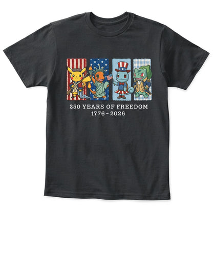Pokemon 250 Years of Freedom 1776–2026 Patriotic Embroidered Graphic Quarter-Zip Sweatshirt, Hoodie Sweatshirt T-Shirt