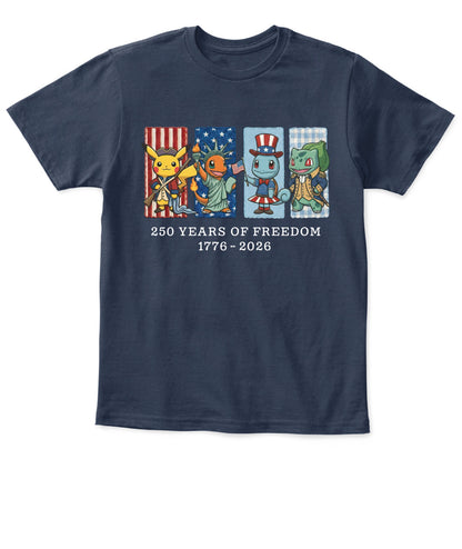 Pokemon 250 Years of Freedom 1776–2026 Patriotic Embroidered Graphic Quarter-Zip Sweatshirt, Hoodie Sweatshirt T-Shirt