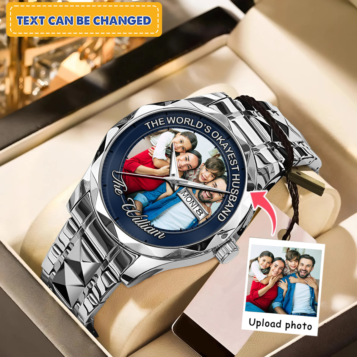 The World's Okayest Husband Personalized Photo Watch
