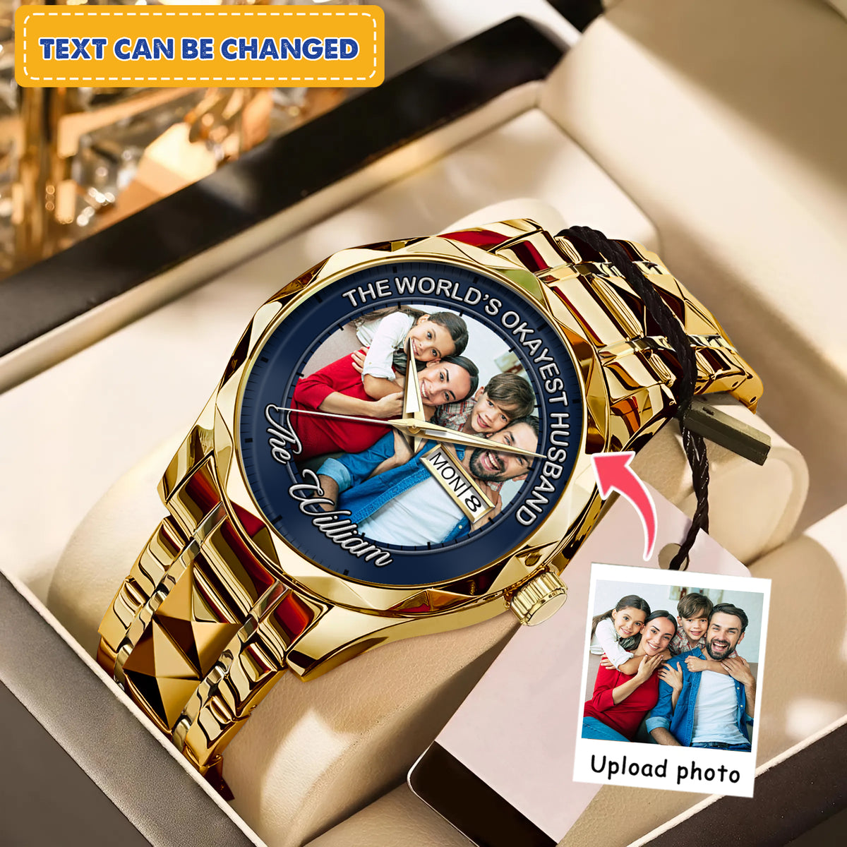 The World's Okayest Husband Personalized Photo Watch