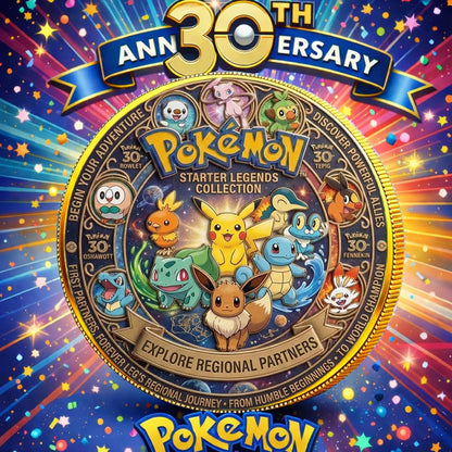 Poke 30th Anniversary Starter Legends Collection Printed Commemorative Coin