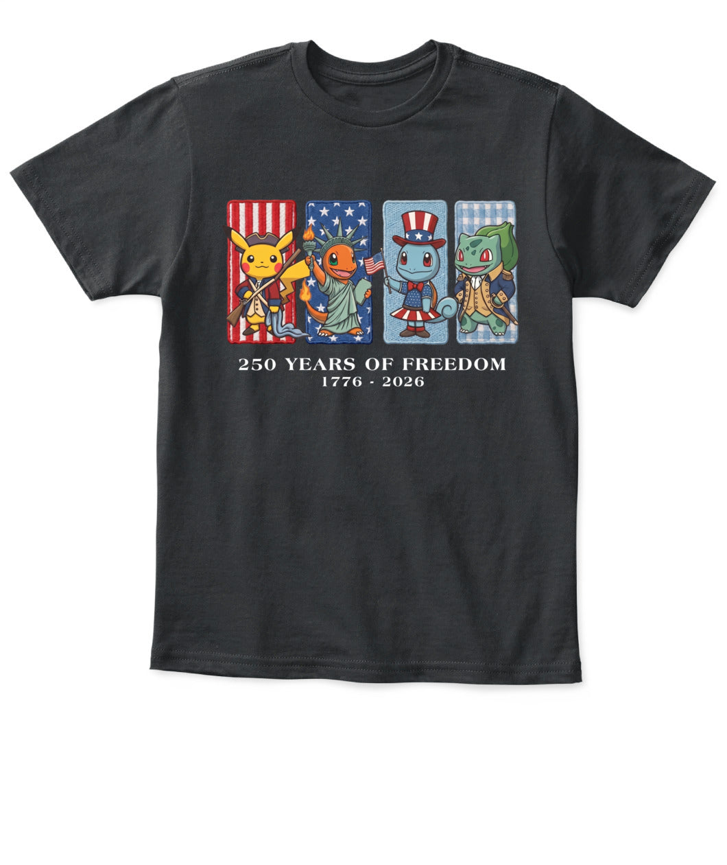 Pokemon 250 Years of Freedom 1776–2026 Patriotic Printed Graphic Quarter-Zip Sweatshirt, Hoodie Sweatshirt T-Shirt