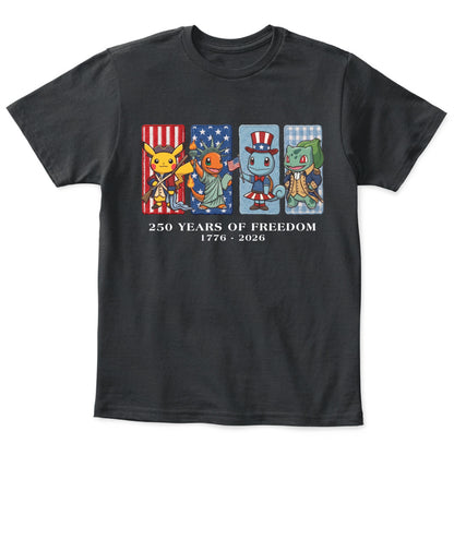 Pokemon 250 Years of Freedom 1776–2026 Patriotic Printed Graphic Quarter-Zip Sweatshirt, Hoodie Sweatshirt T-Shirt