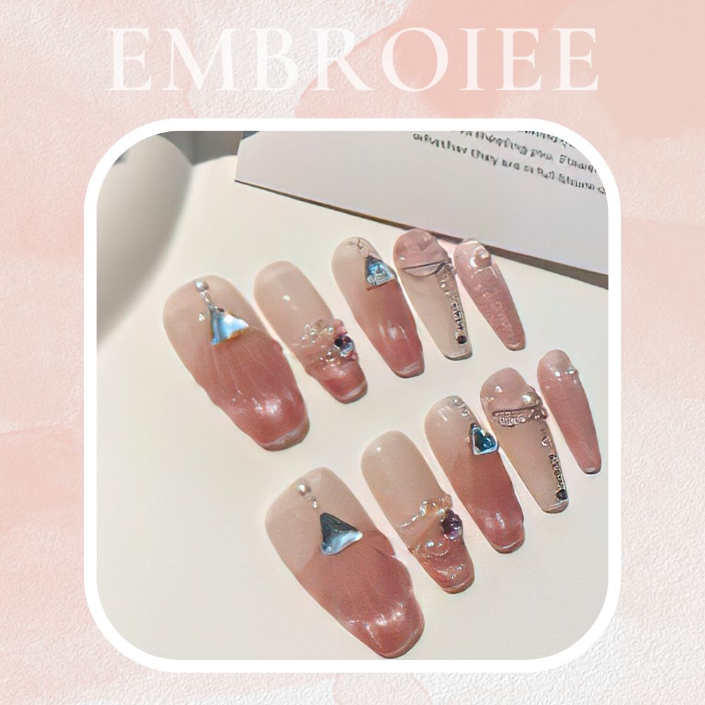 Pink Shell Hand-painted Press On Nails