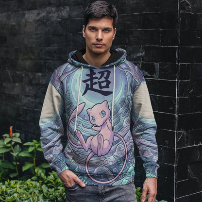Anime PKM Mew Japanese Kanji Aesthetic All Over Printed Sweatshirt Hoodie Zip Hoodie T-Shirt
