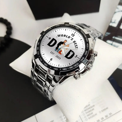 Personalized Alloy World's Best Dad Quartz Watch with Family Photos