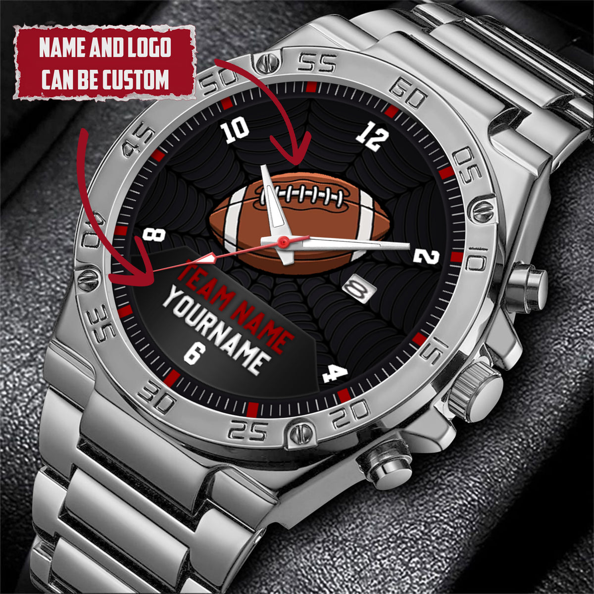 American Football Personalized Team Name & Name Quartz Watch