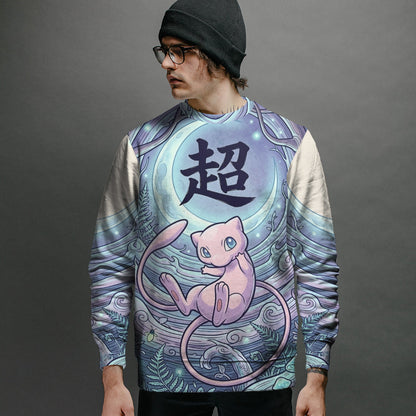 Anime PKM Mew Japanese Kanji Aesthetic All Over Printed Sweatshirt Hoodie Zip Hoodie T-Shirt